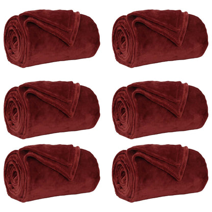 vidaXL Throw Blankets 6 pcs Bordeaux Red 130 x 150 cm 3.04 kg Fleece 2