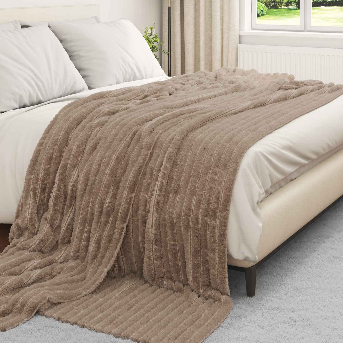 vidaXL Throw Blanket Camel 270 x 240 cm 1.85 kg Fleece 3