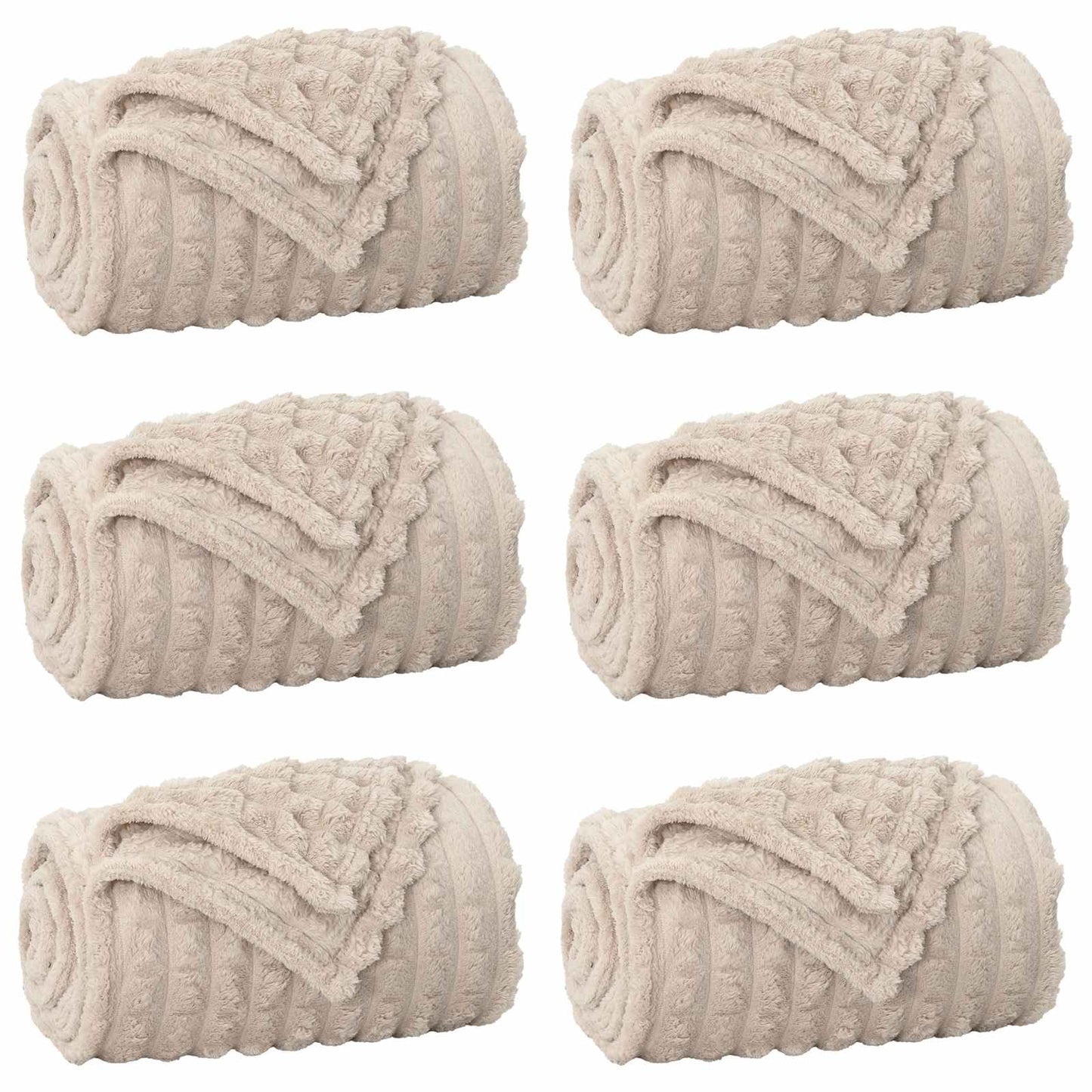 vidaXL Throw Blankets 6 pcs Beige 150 x 130 cm 2.85 kg Fleece 2