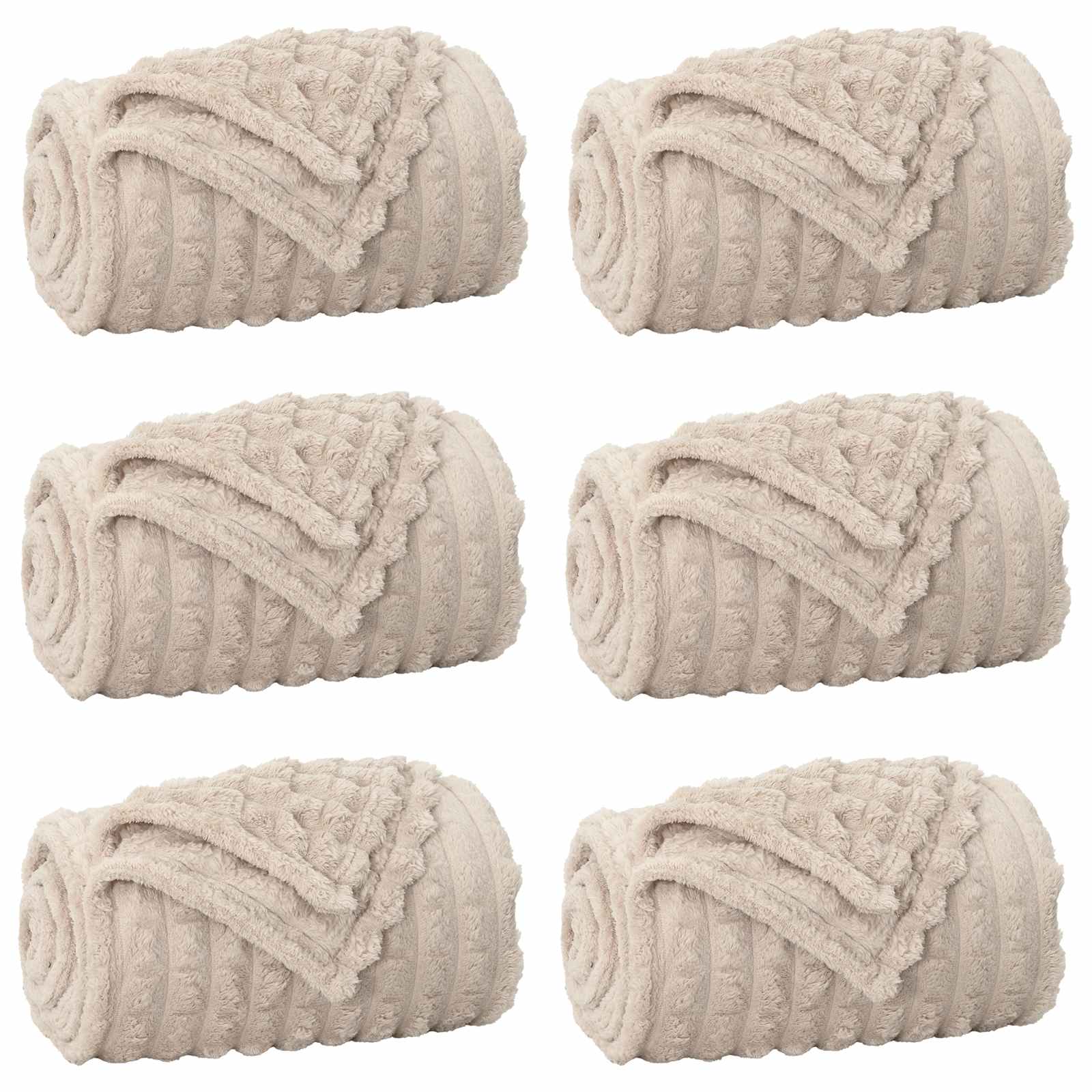vidaXL Throw Blankets 6 pcs Beige 150 x 130 cm 2.85 kg Fleece 2