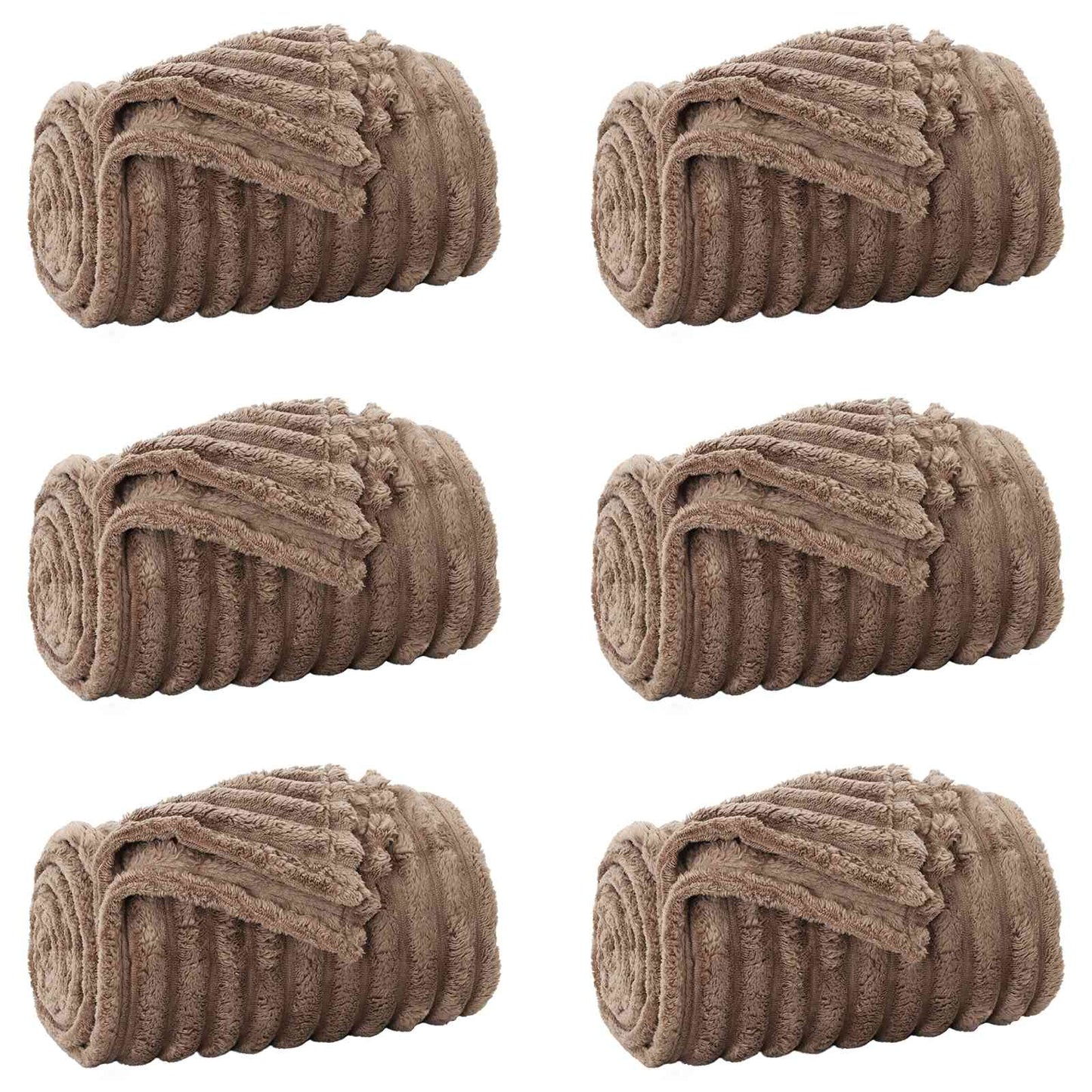 vidaXL Throw Blankets 6 pcs Camel 150 x 130 cm 2.85 kg Fleece 2