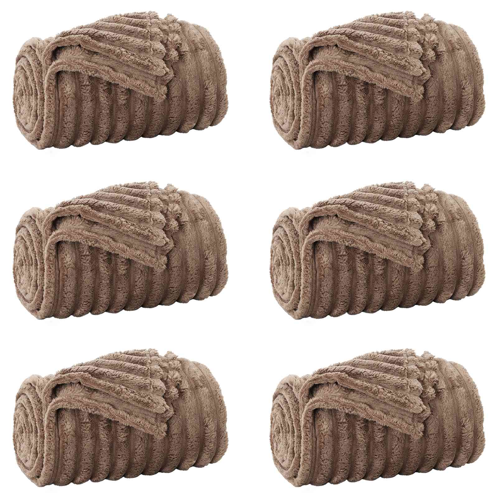 vidaXL Throw Blankets 6 pcs Camel 150 x 130 cm 2.85 kg Fleece 2