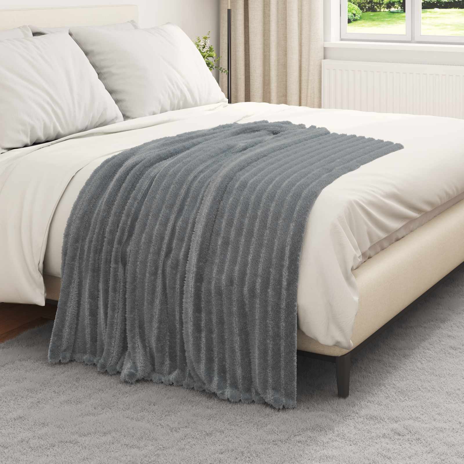 vidaXL Throw Blankets 6 pcs Dark Grey 150 x 130 cm 2.85 kg Fleece 3