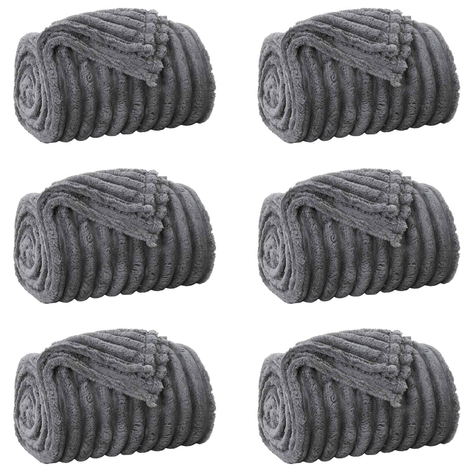 vidaXL Throw Blankets 6 pcs Dark Grey 150 x 130 cm 2.85 kg Fleece 2