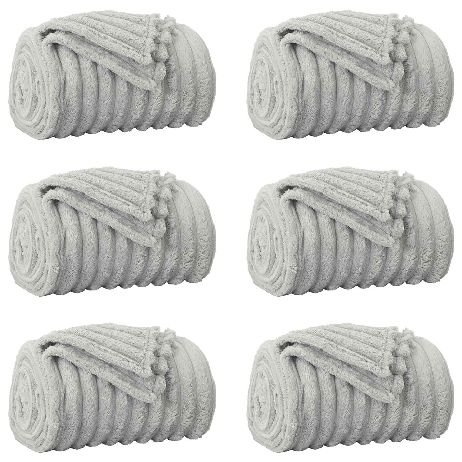 vidaXL Throw Blankets 6 pcs Grey 150 x 130 cm 2.85 kg Fleece 2