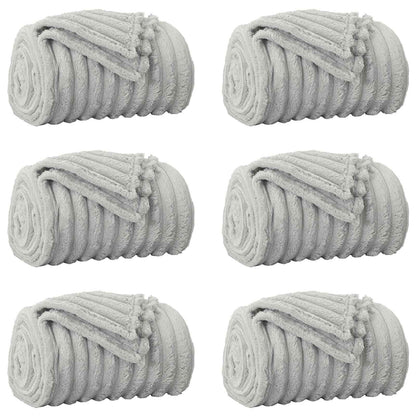 vidaXL Throw Blankets 6 pcs Grey 150 x 130 cm 2.85 kg Fleece 2