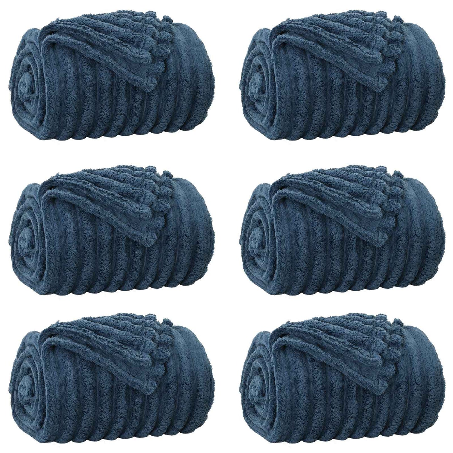 vidaXL Throw Blankets 6 pcs Navy Blue 150 x 130 cm 2.85 kg Fleece 2