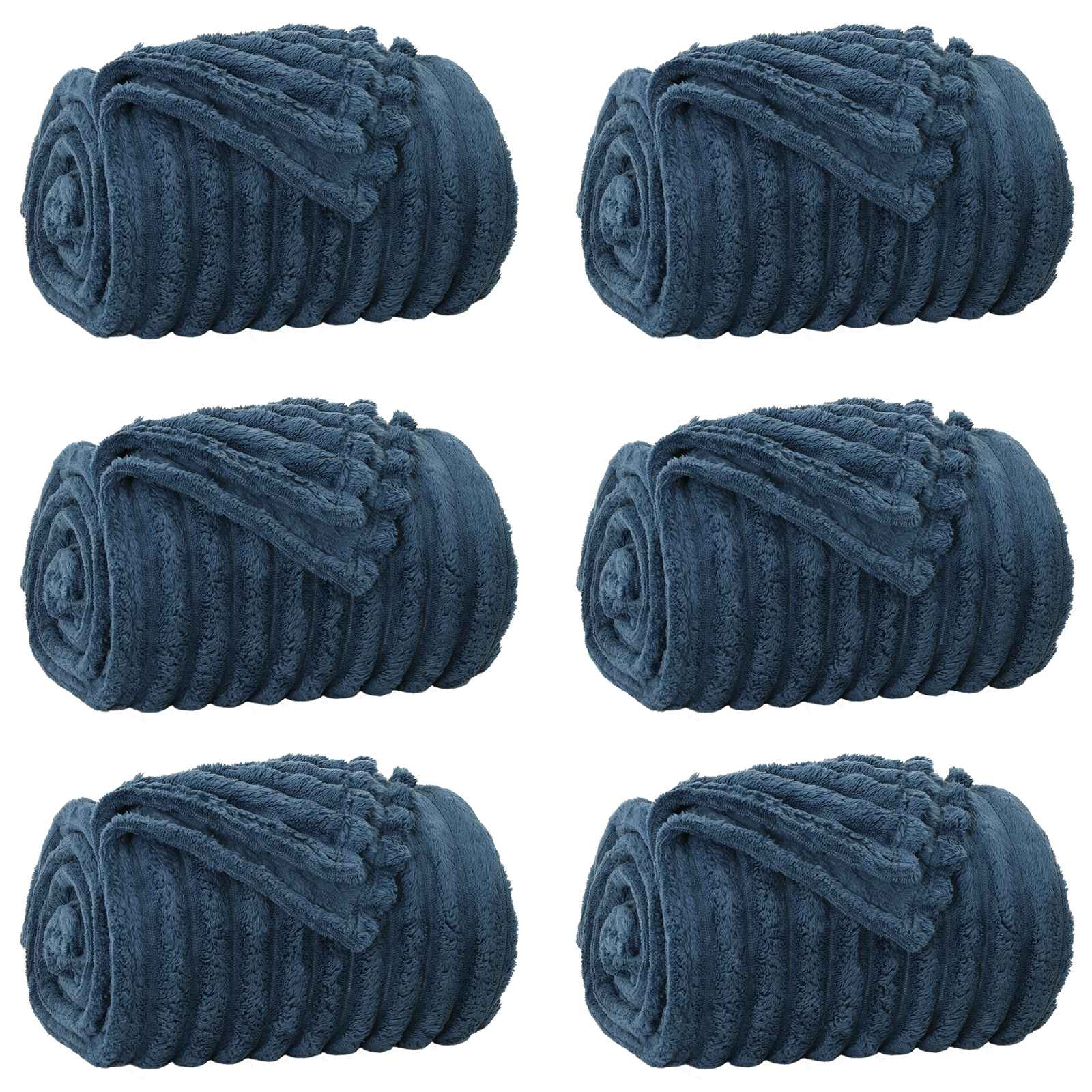 vidaXL Throw Blankets 6 pcs Navy Blue 150 x 130 cm 2.85 kg Fleece 2
