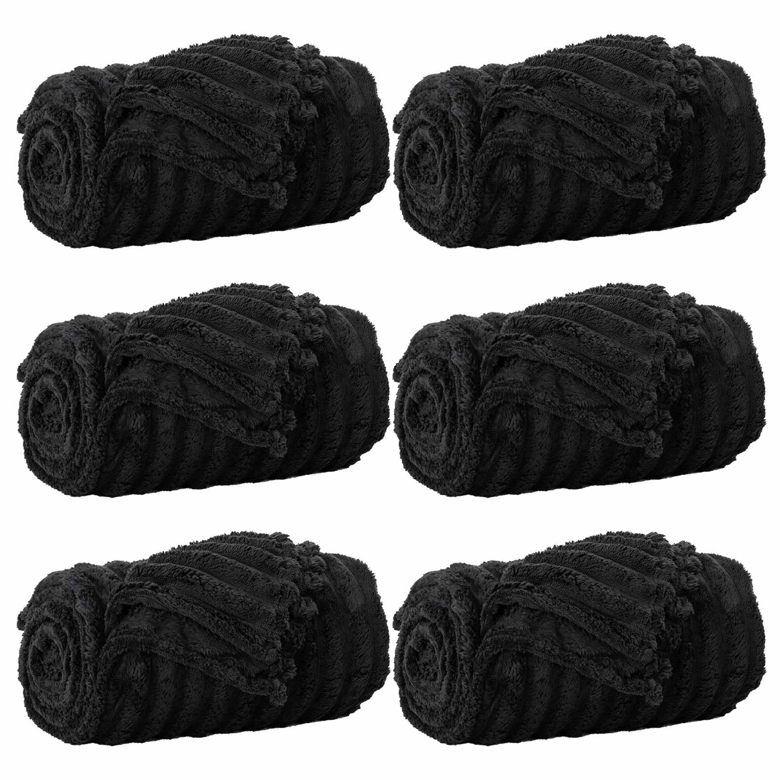 vidaXL Throw Blankets 6 pcs Black 150 x 130 cm 2.85 kg Fleece 2