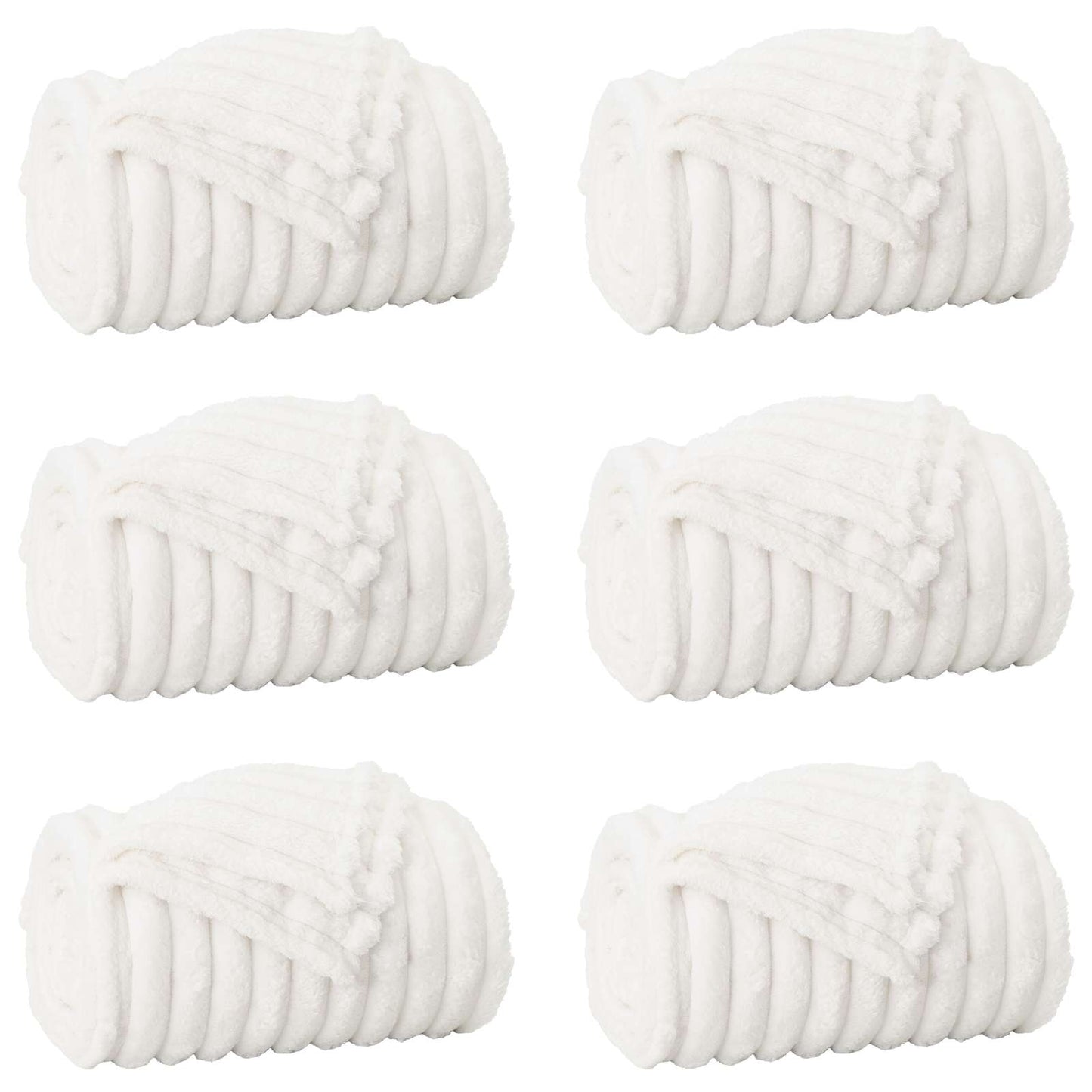 vidaXL Throw Blankets 6 pcs White 150 x 130 cm 2.85 kg Fleece 2