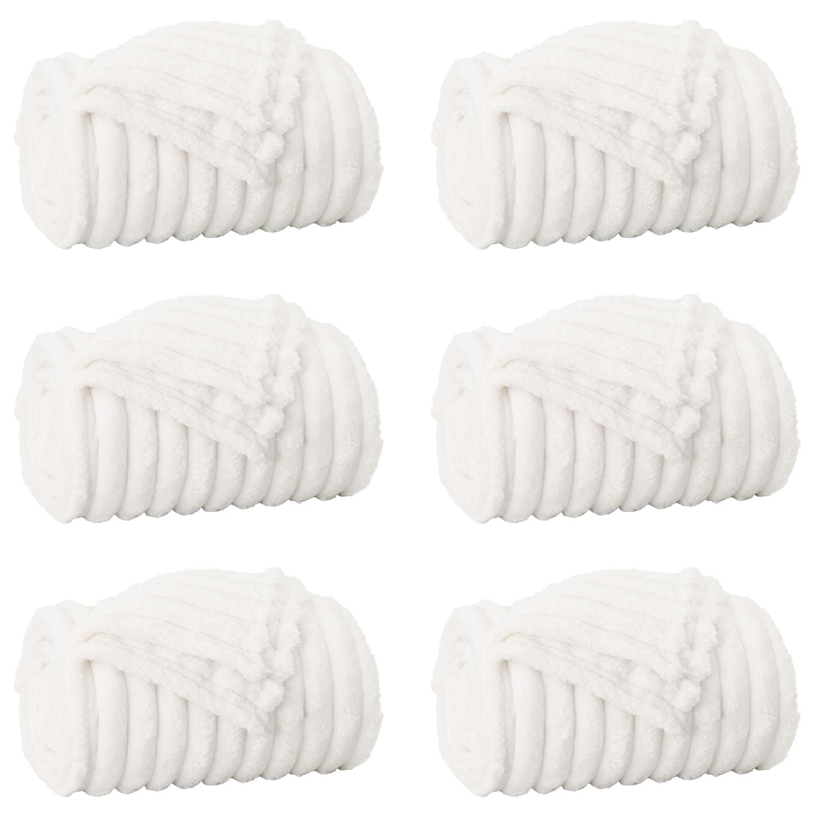 vidaXL Throw Blankets 6 pcs White 150 x 130 cm 2.85 kg Fleece 2