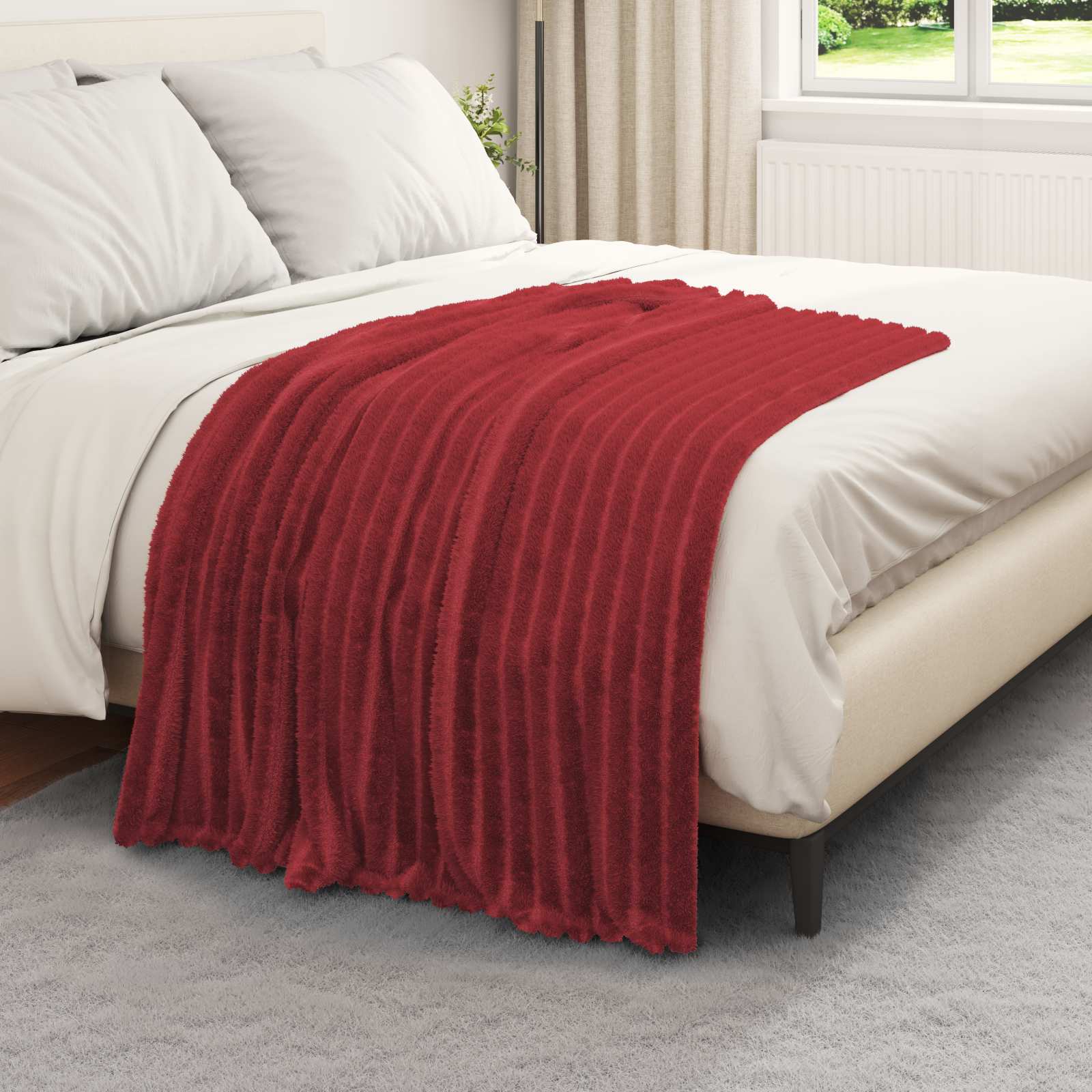 vidaXL Throw Blankets 6 pcs Bordeaux Red 150 x 130 cm 2.85 kg Fleece 3