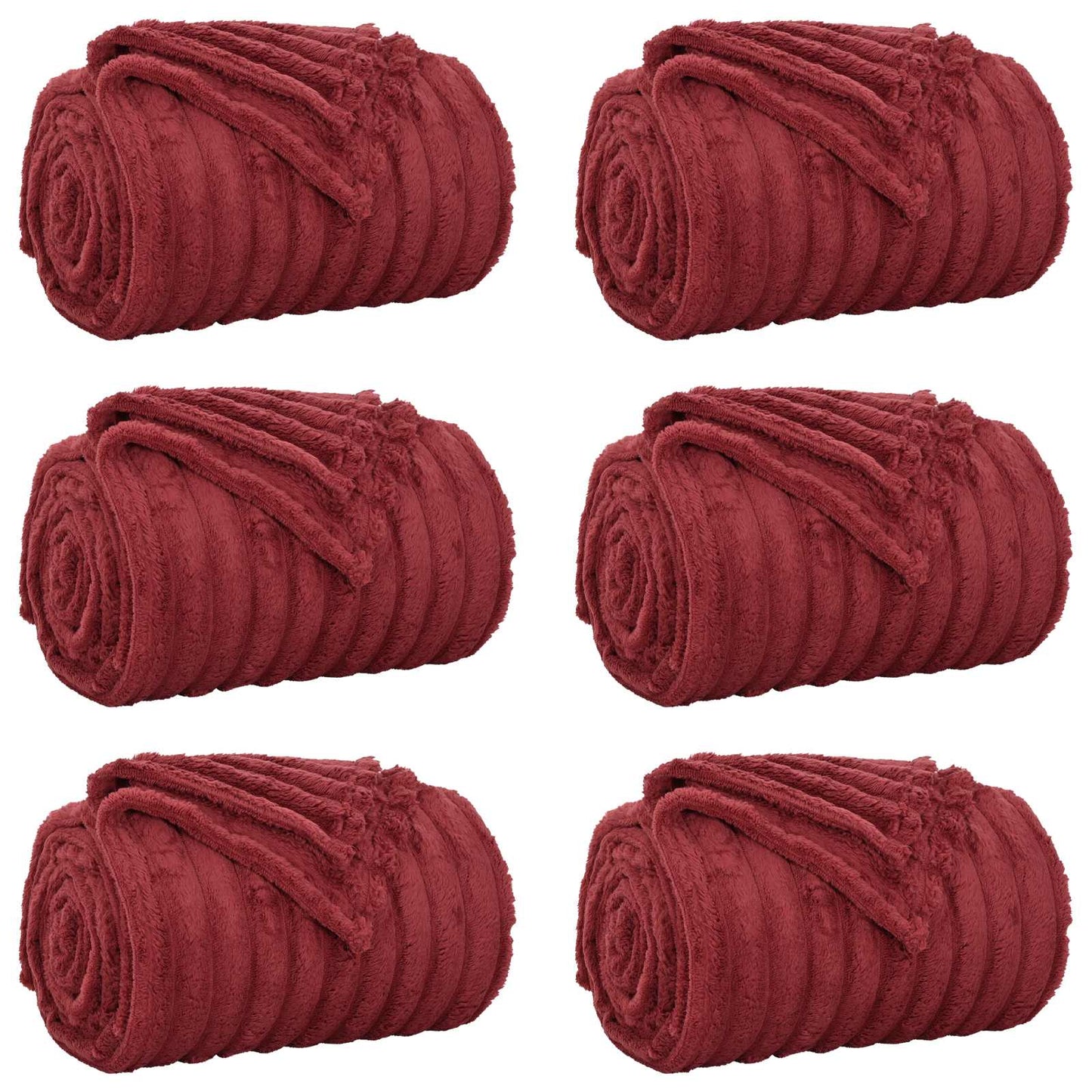 vidaXL Throw Blankets 6 pcs Bordeaux Red 150 x 130 cm 2.85 kg Fleece 2