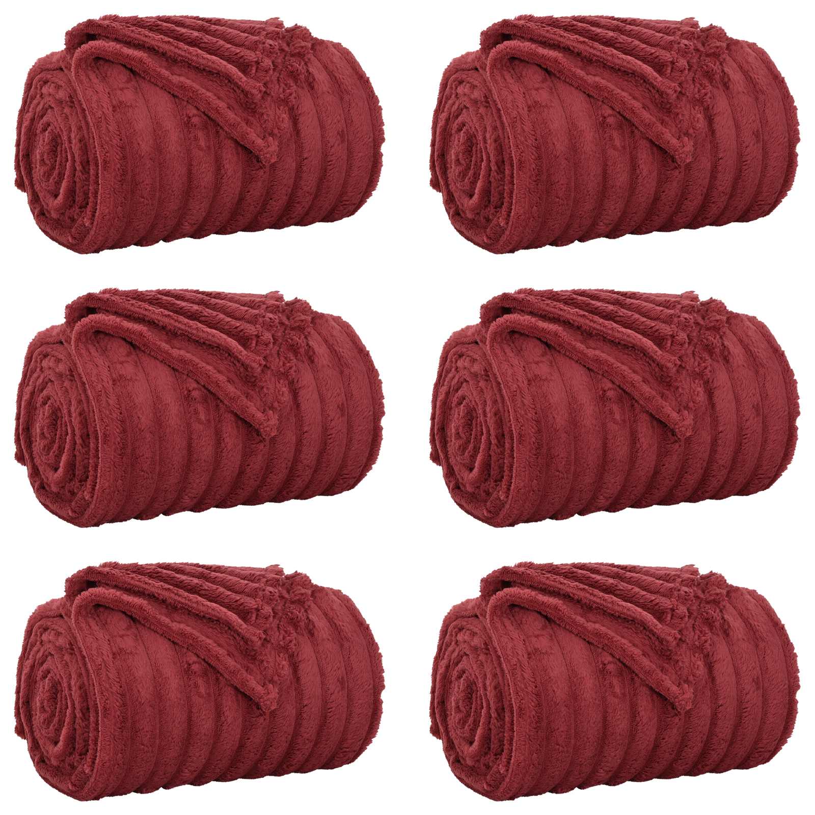 vidaXL Throw Blankets 6 pcs Bordeaux Red 150 x 130 cm 2.85 kg Fleece 2