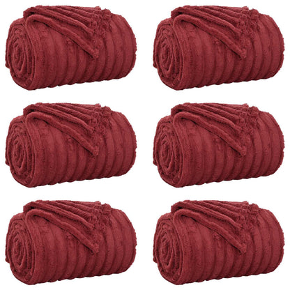 vidaXL Throw Blankets 6 pcs Bordeaux Red 150 x 130 cm 2.85 kg Fleece 2