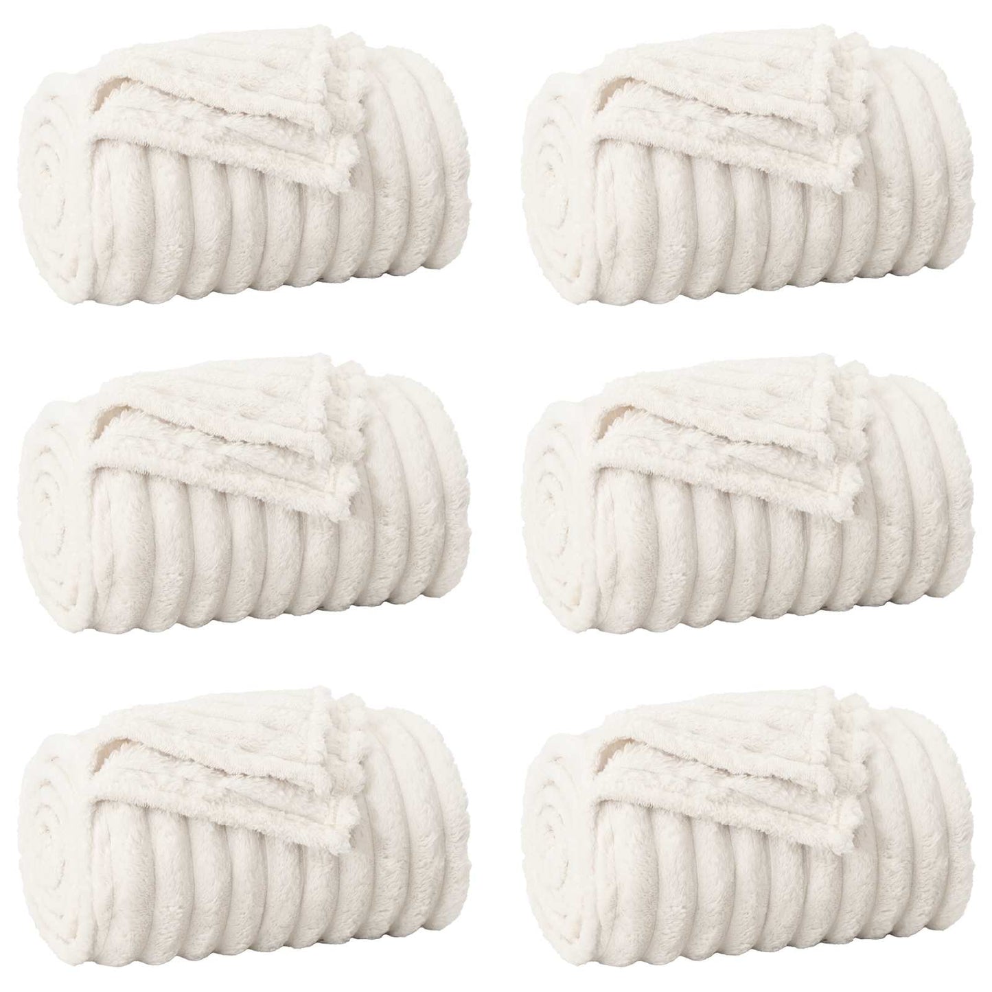 vidaXL Throw Blankets 6 pcs Cream 150 x 130 cm 2.85 kg Fleece 2