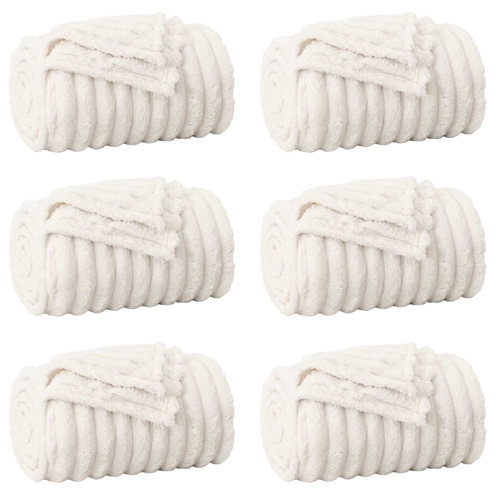 vidaXL Throw Blankets 6 pcs Cream 150 x 130 cm 2.85 kg Fleece 2