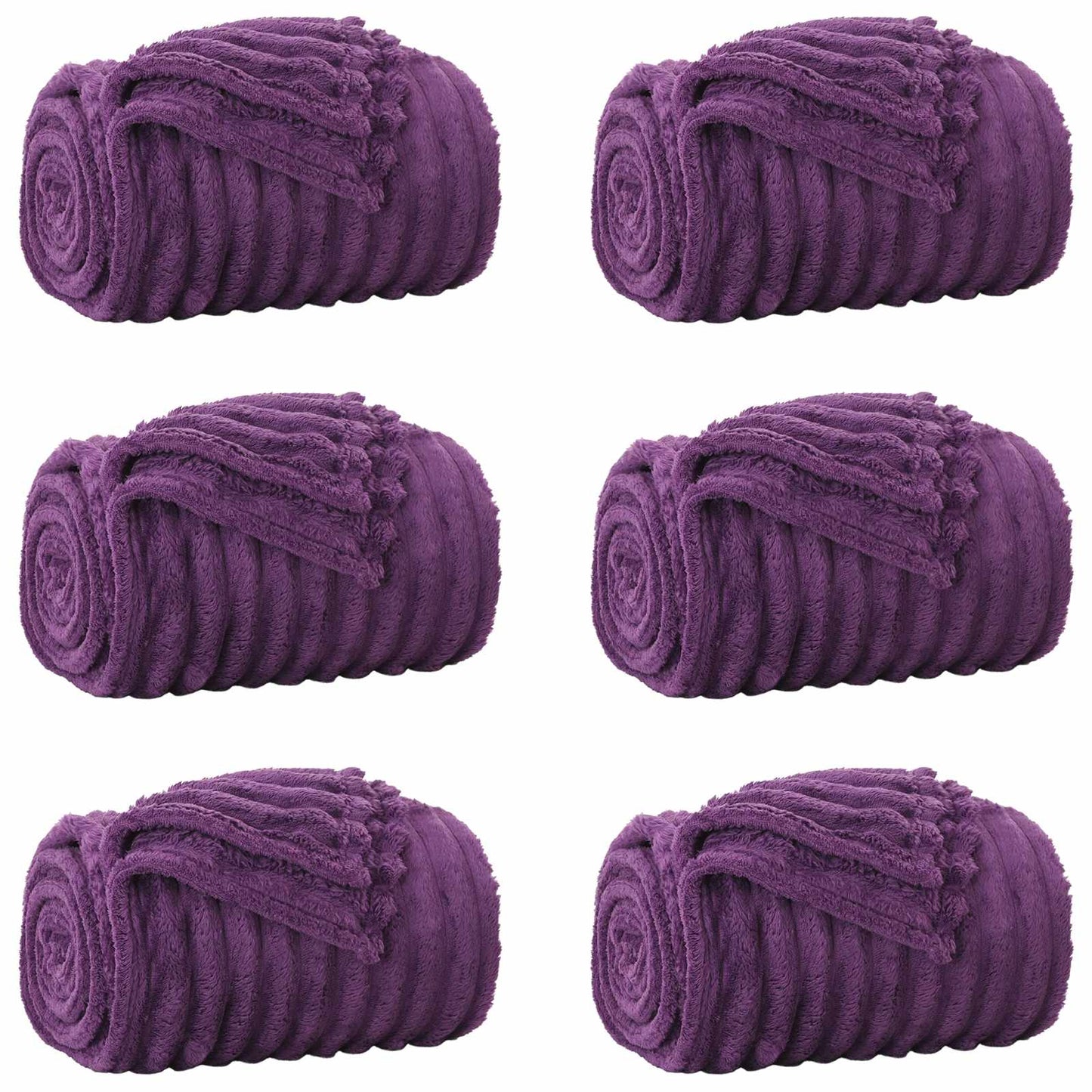 vidaXL Throw Blankets 6 pcs Purple 150 x 130 cm 2.85 kg Fleece 2