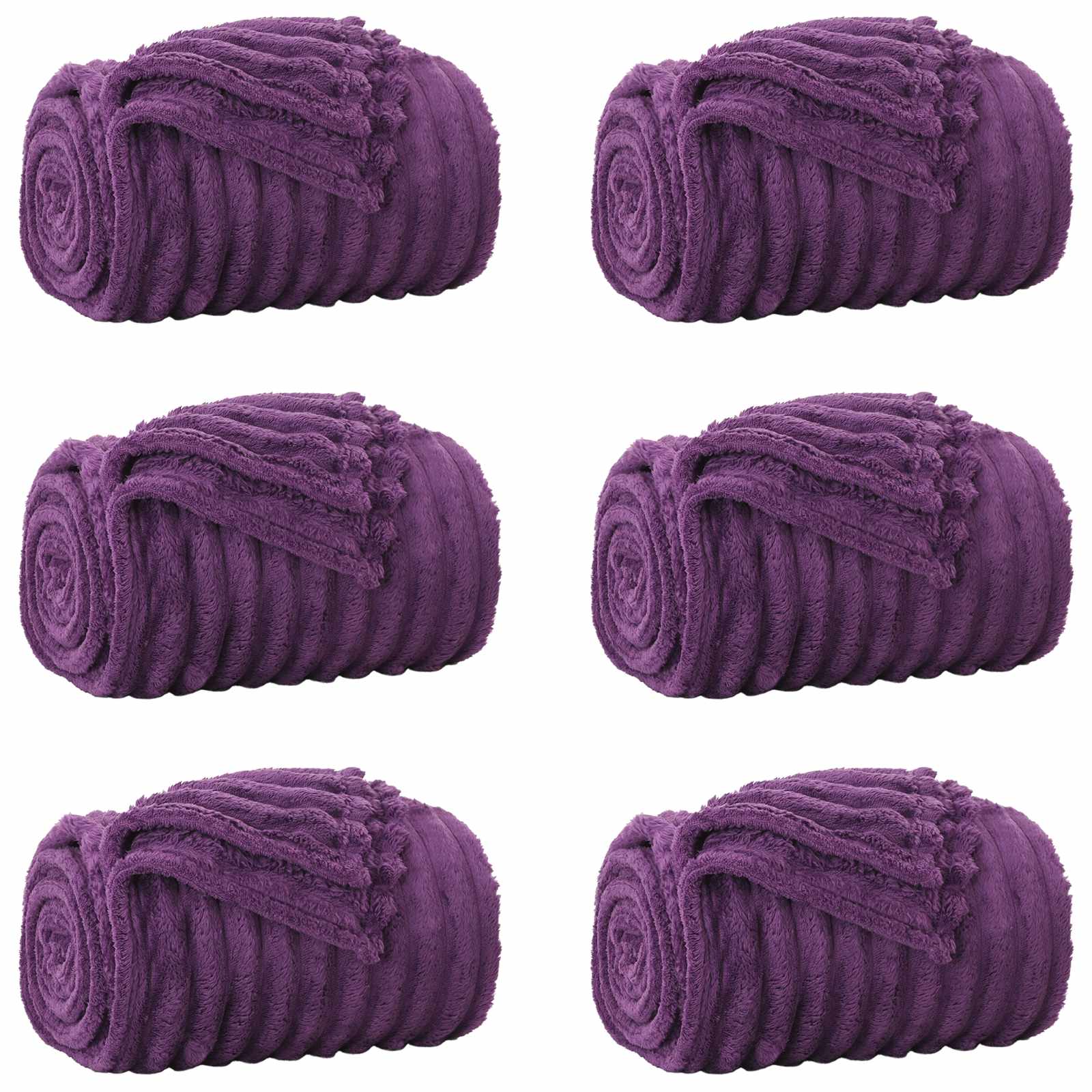 vidaXL Throw Blankets 6 pcs Purple 150 x 130 cm 2.85 kg Fleece 2