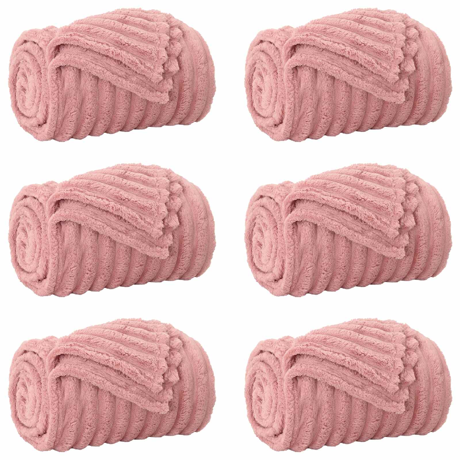 vidaXL Throw Blankets 6 pcs Pink 150 x 130 cm 2.85 kg Fleece 2