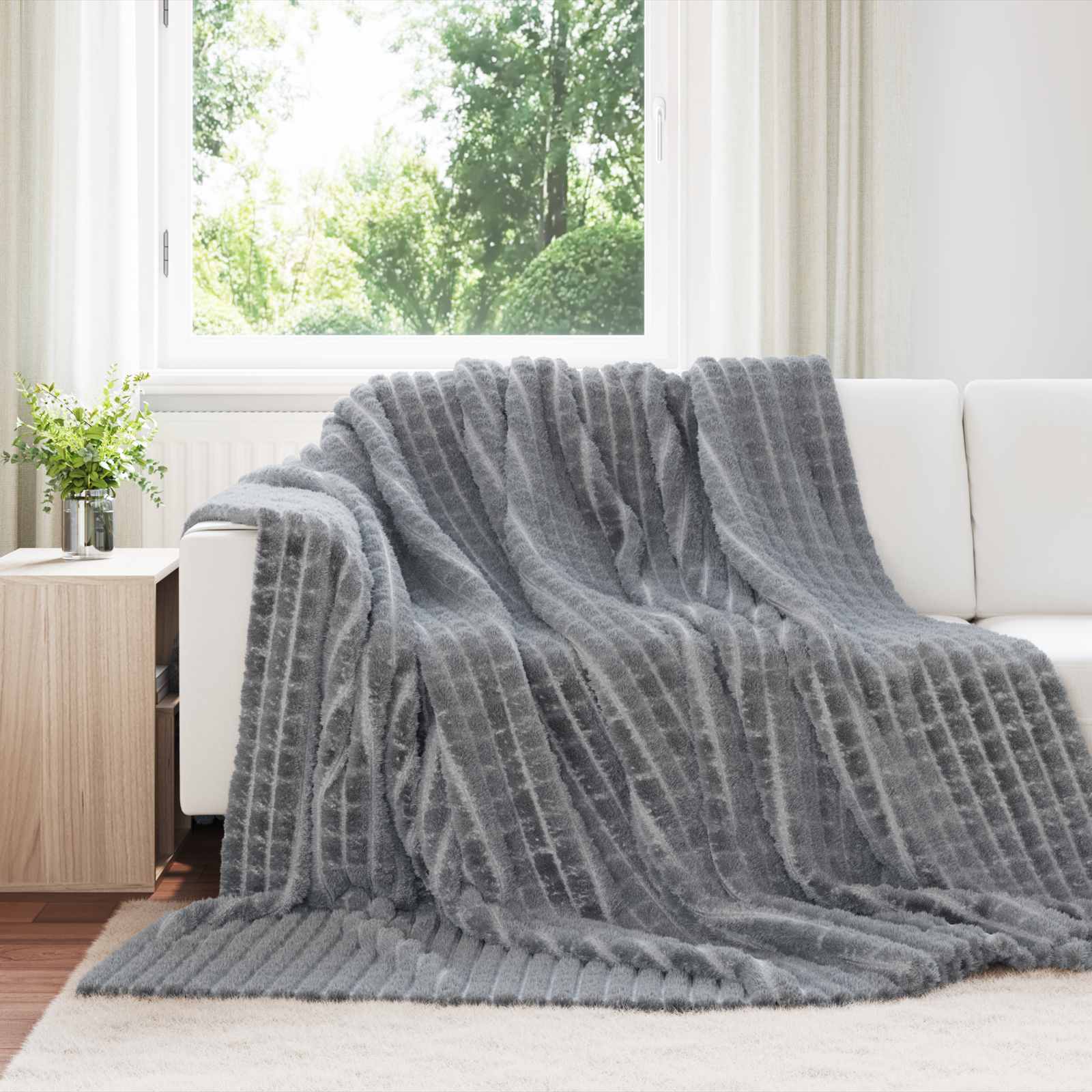 vidaXL Throw Blanket Dark Grey 240 x 220 cm 9.41 kg Fleece 1