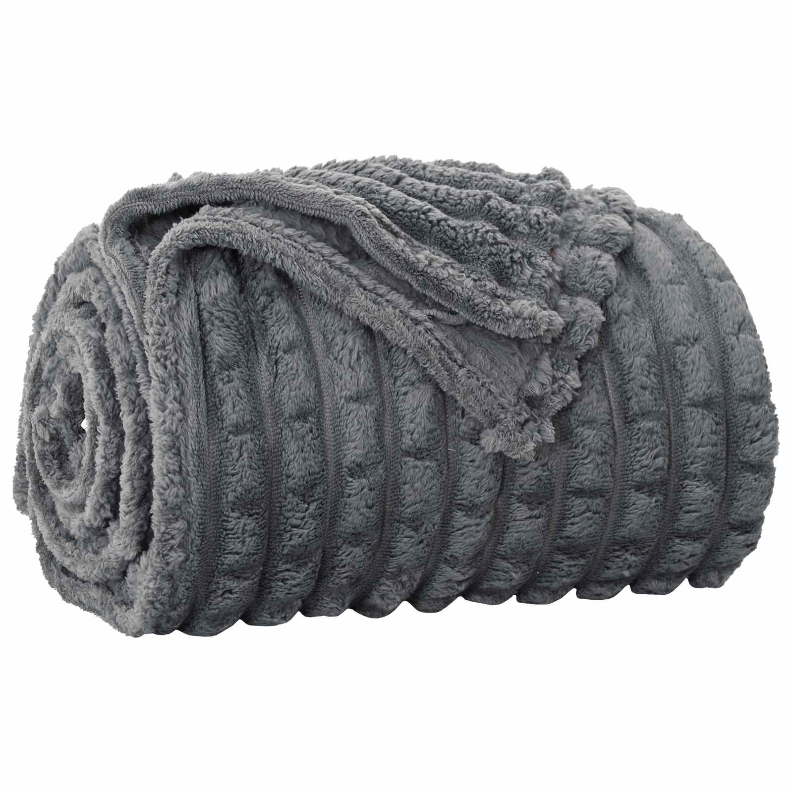 vidaXL Throw Blanket Dark Grey 240 x 220 cm 9.41 kg Fleece 2