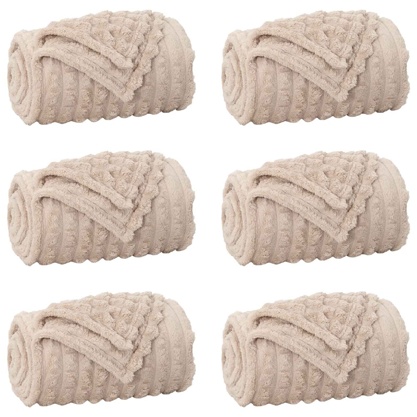 vidaXL Throw Blankets 6 pcs Beige 150 x 130 cm 2.75 kg Fleece 2
