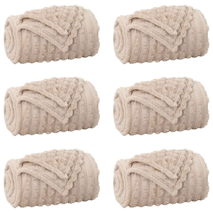 vidaXL Throw Blankets 6 pcs Beige 150 x 130 cm 2.75 kg Fleece 2