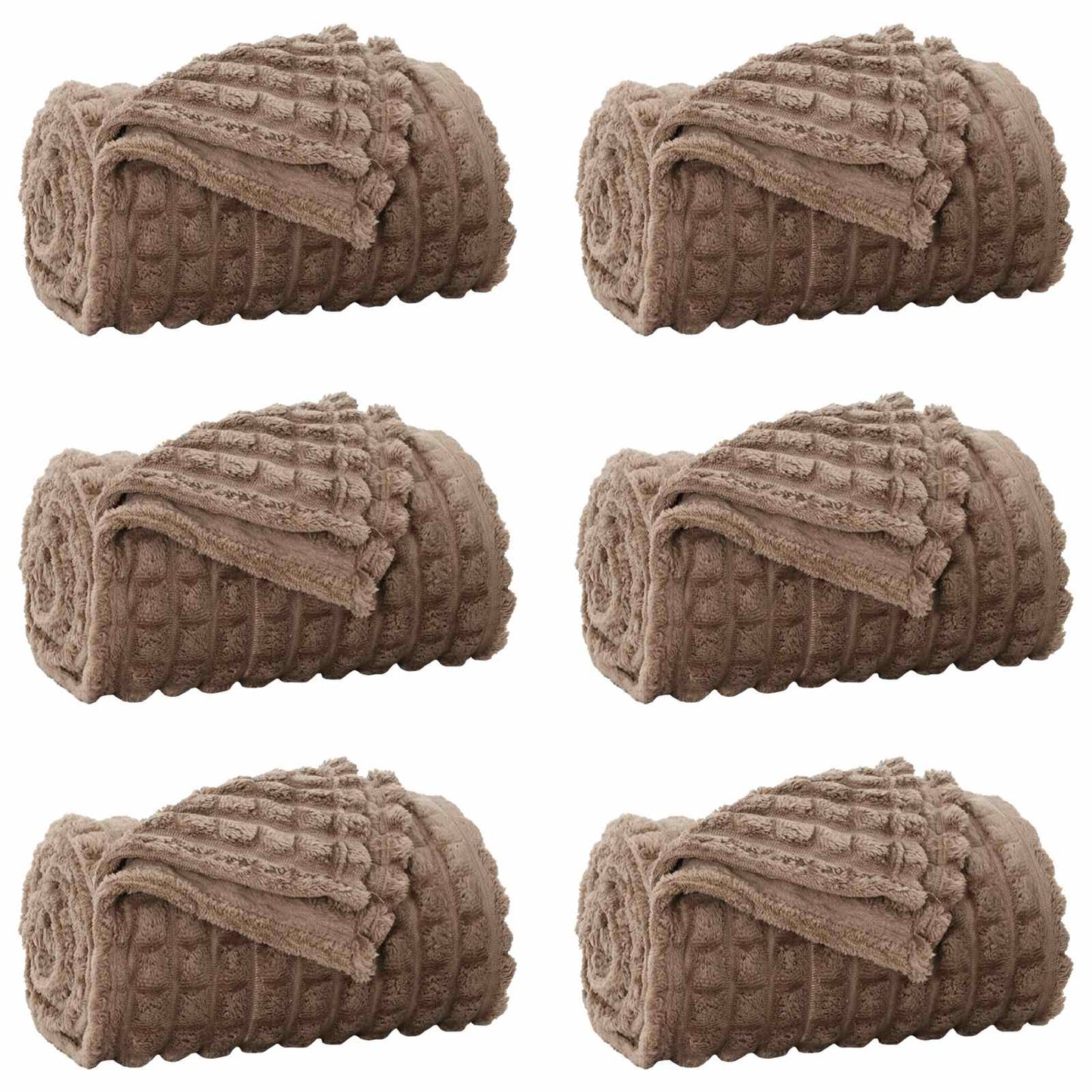 vidaXL Throw Blankets 6 pcs Camel 150 x 130 cm 2.75 kg Fleece 2