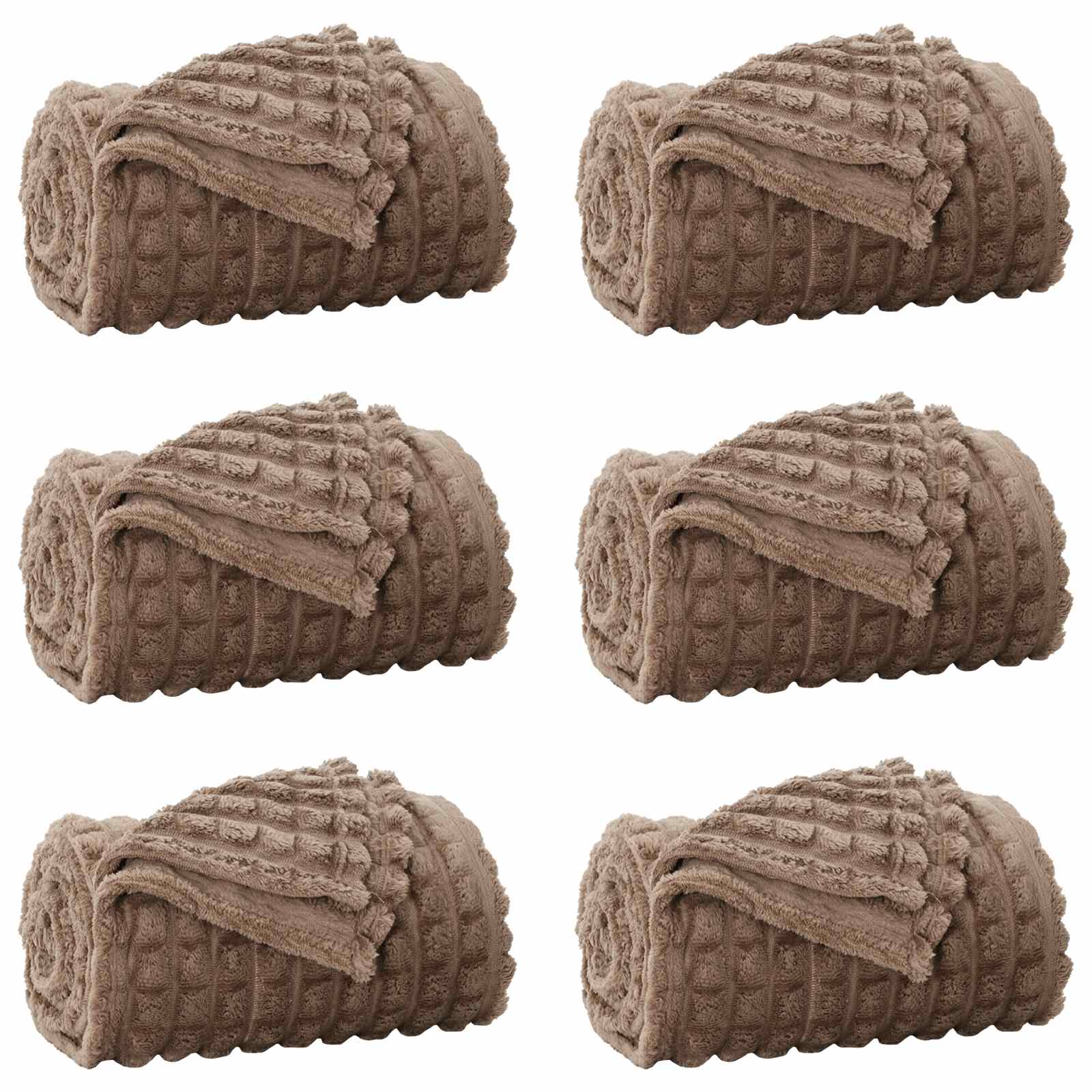vidaXL Throw Blankets 6 pcs Camel 150 x 130 cm 2.75 kg Fleece 2