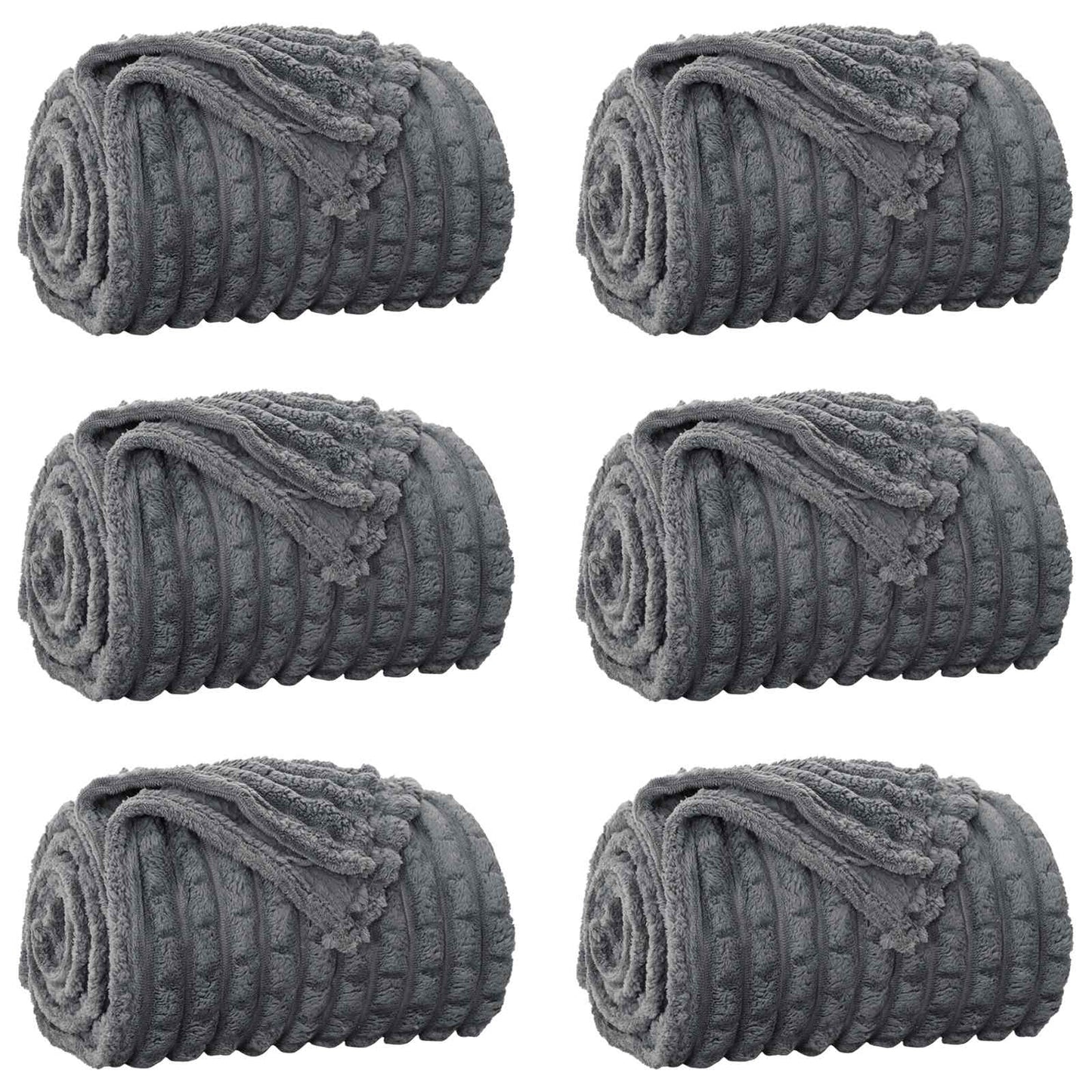 vidaXL Throw Blankets 6 pcs Dark Grey 150 x 130 cm 2.75 kg Fleece 2