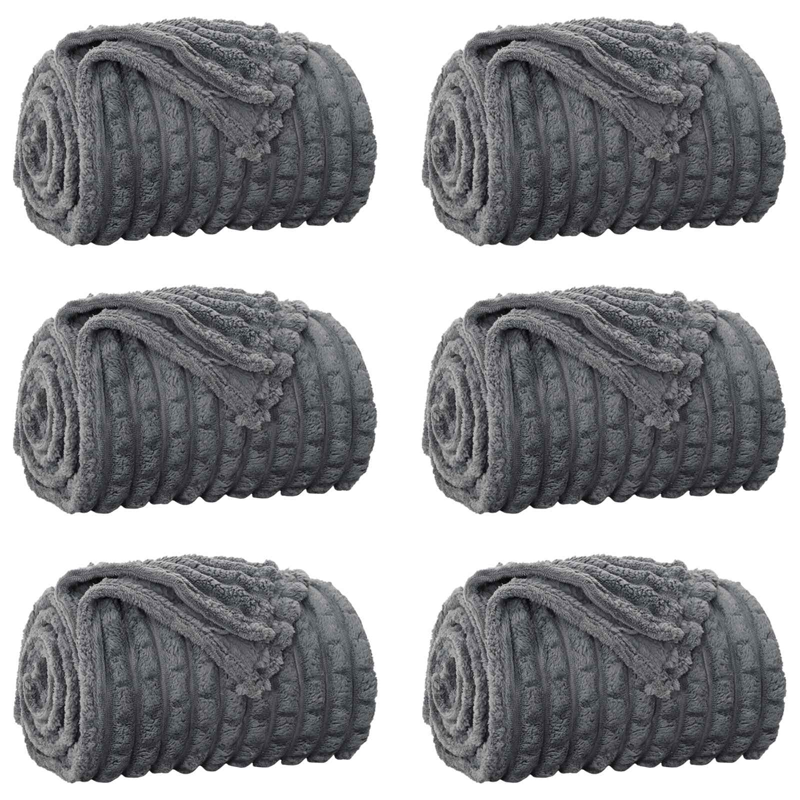 vidaXL Throw Blankets 6 pcs Dark Grey 150 x 130 cm 2.75 kg Fleece 2