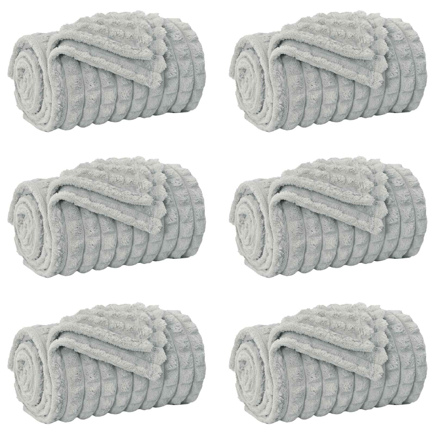 vidaXL Throw Blankets 6 pcs Grey 150 x 130 cm 2.75 kg Fleece 2