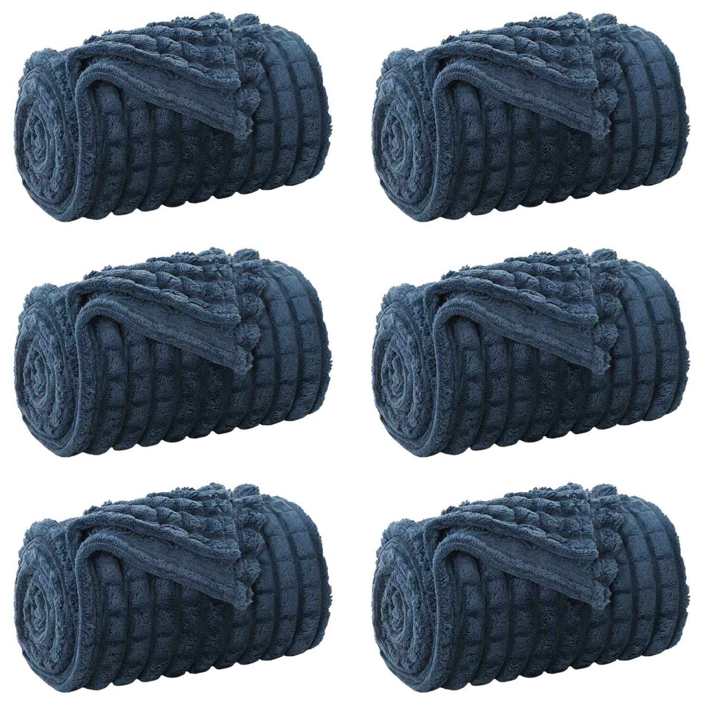 vidaXL Throw Blankets 6 pcs Navy Blue 150 x 130 cm 2.75 kg Fleece 2