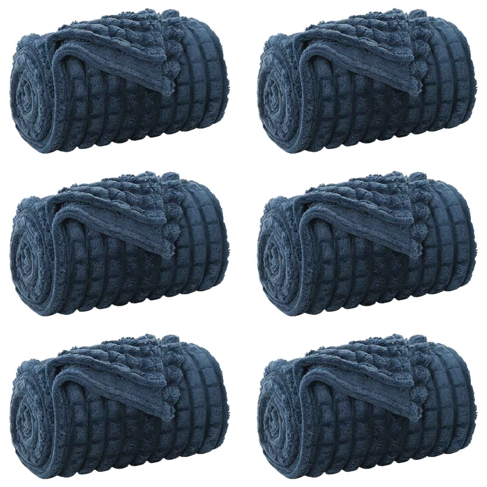 vidaXL Throw Blankets 6 pcs Navy Blue 150 x 130 cm 2.75 kg Fleece 2