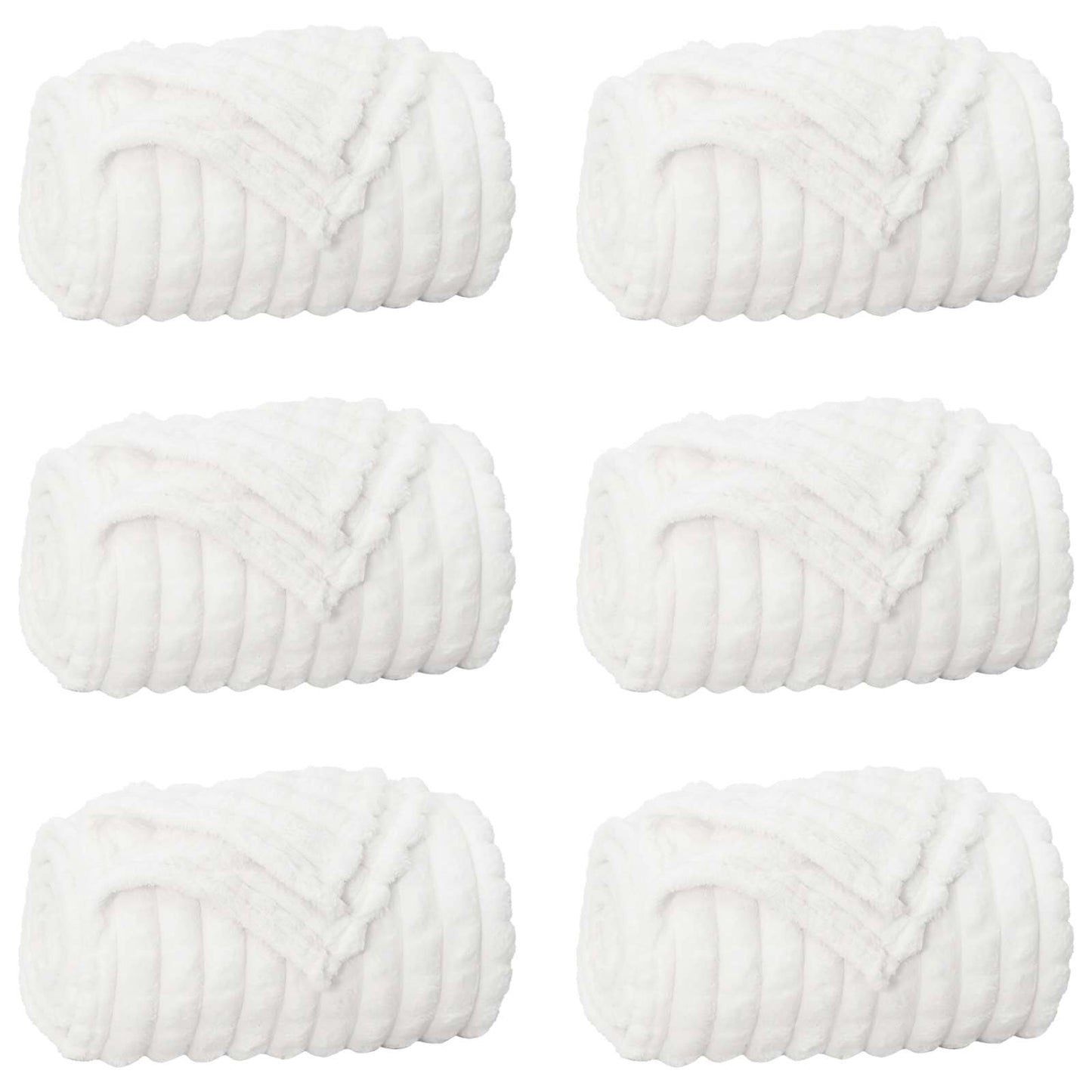 vidaXL Throw Blankets 6 pcs White 150 x 130 cm 2.75 kg Fleece 2