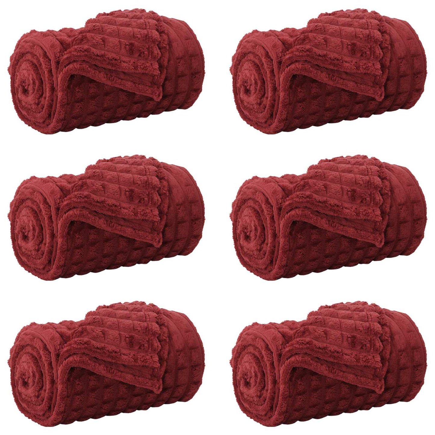 vidaXL Throw Blankets 6 pcs Bordeaux Red 150 x 130 cm 2.75 kg Fleece 2