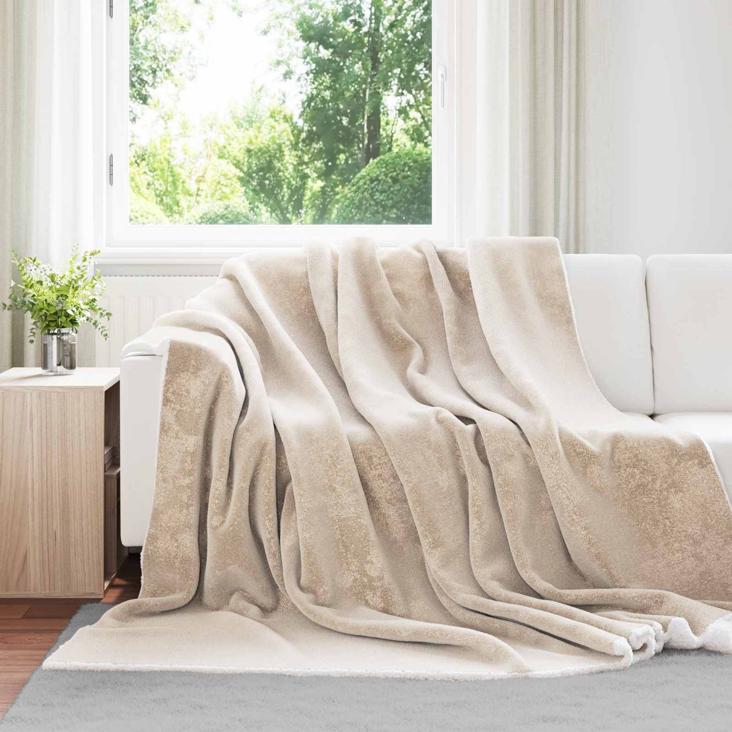 vidaXL Throw Blanket Beige 220 x 240 cm 2.67 kg Fleece 1