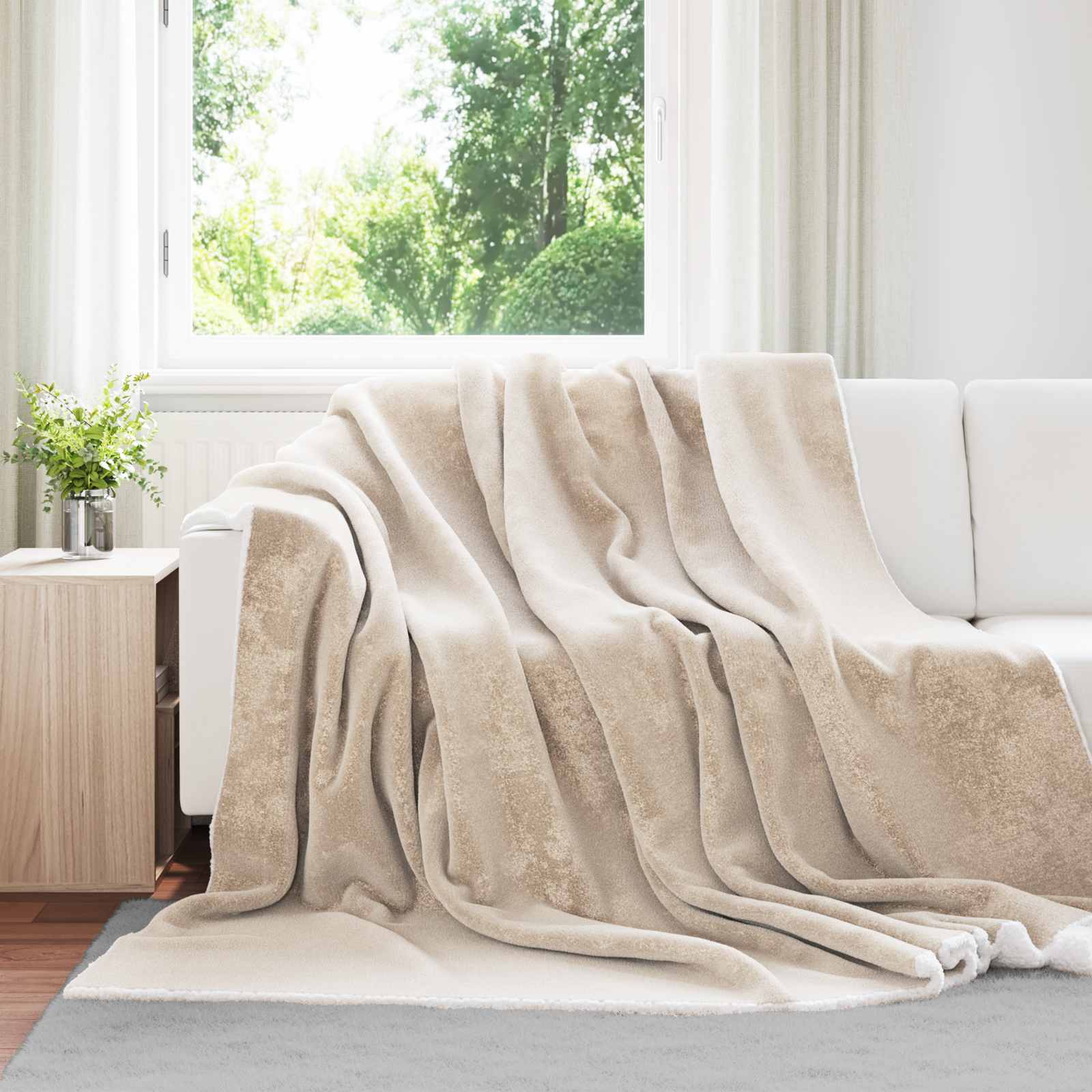 vidaXL Throw Blanket Beige 220 x 240 cm 2.67 kg Fleece 1
