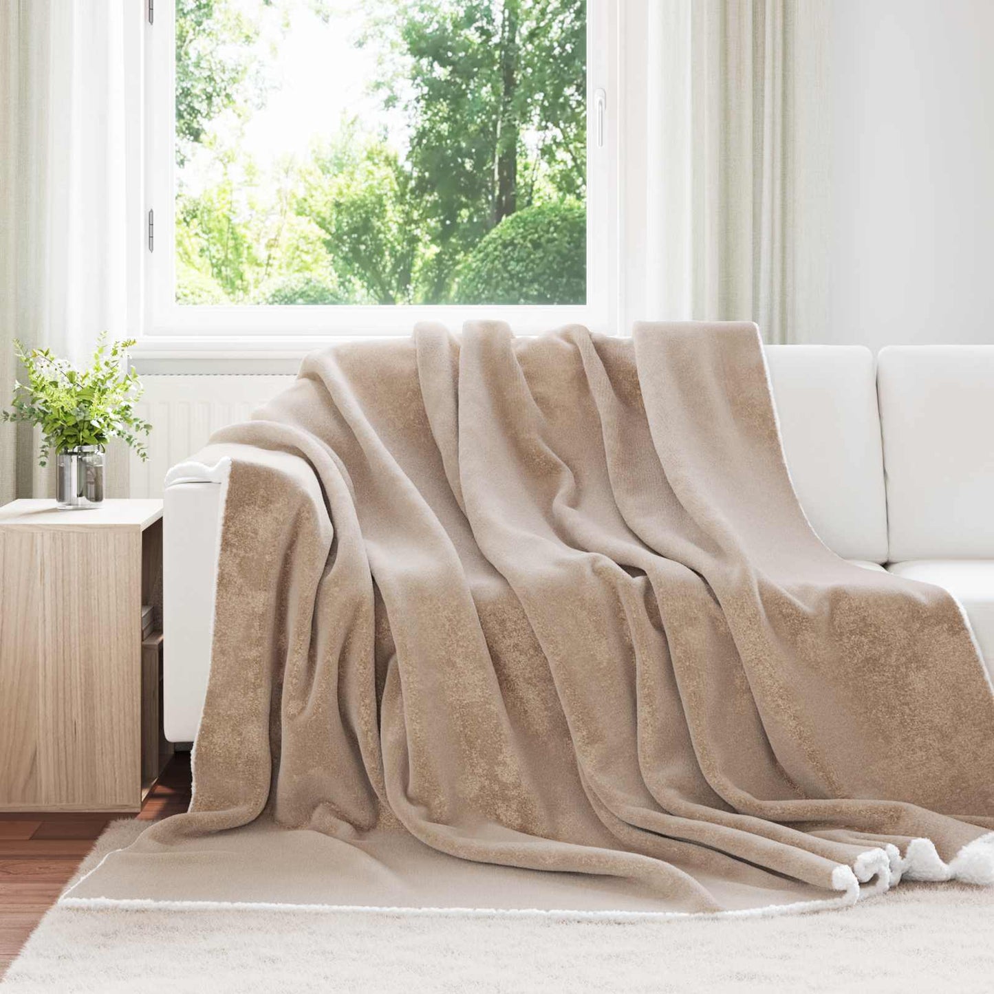 vidaXL Throw Blanket Camel 220 x 240 cm 2.67 kg Fleece 1
