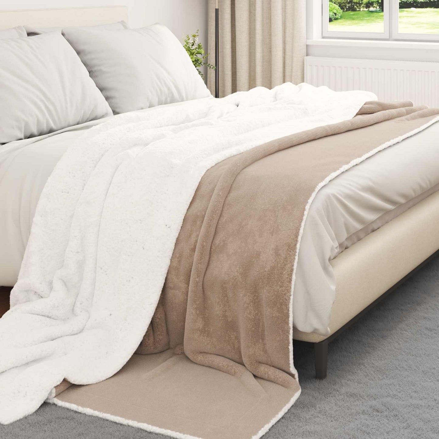 vidaXL Throw Blanket Camel 240 x 270 cm 3.17 kg Fleece 3