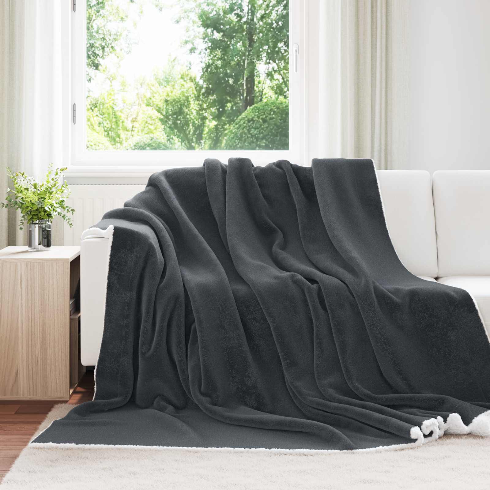 vidaXL Throw Blanket Dark Grey 240 x 270 cm 3.17 kg Fleece 1