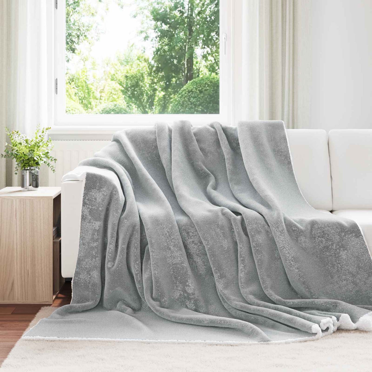 vidaXL Throw Blanket Grey 220 x 240 cm 2.67 kg Fleece 1