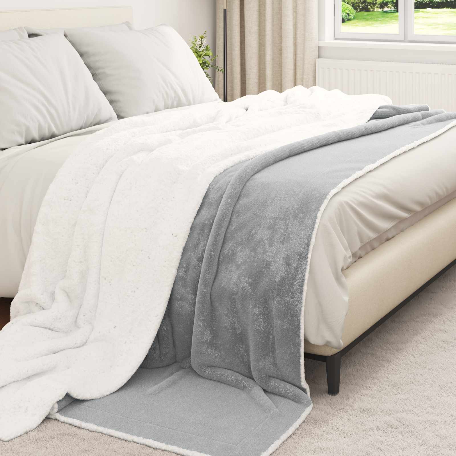 vidaXL Throw Blanket Grey 220 x 240 cm 2.67 kg Fleece 3