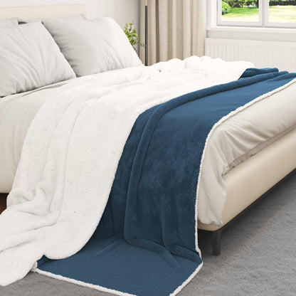 vidaXL Throw Blanket Navy Blue 220 x 240 cm 2.67 kg Fleece 3