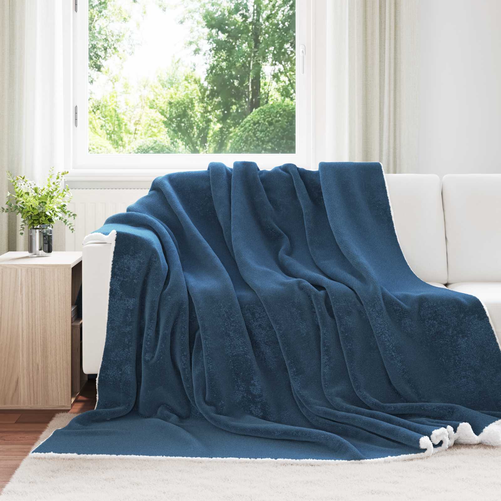 vidaXL Throw Blanket Navy Blue 240 x 270 cm 3.17 kg Fleece 1