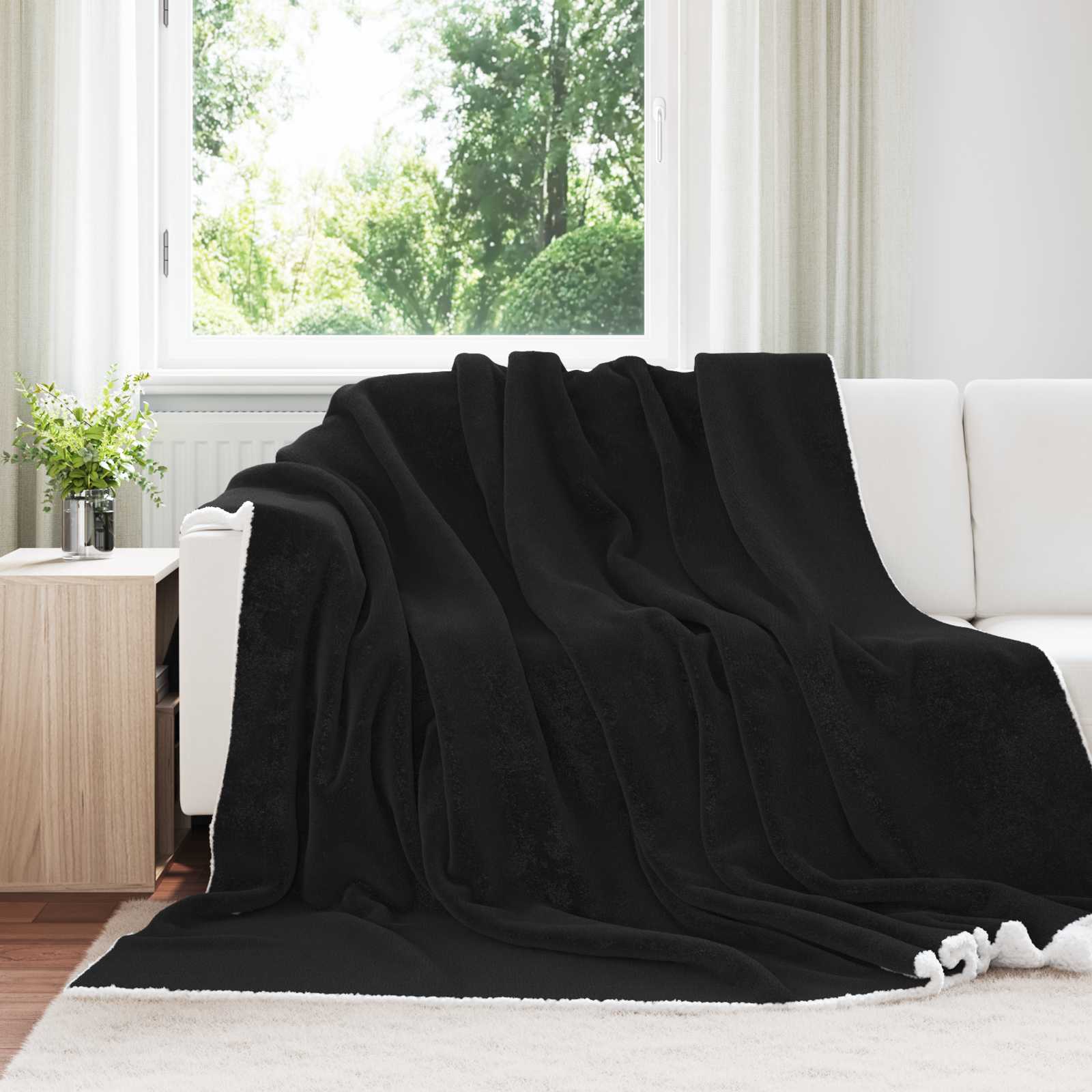 vidaXL Throw Blanket Black 220 x 240 cm 2.67 kg Fleece 1
