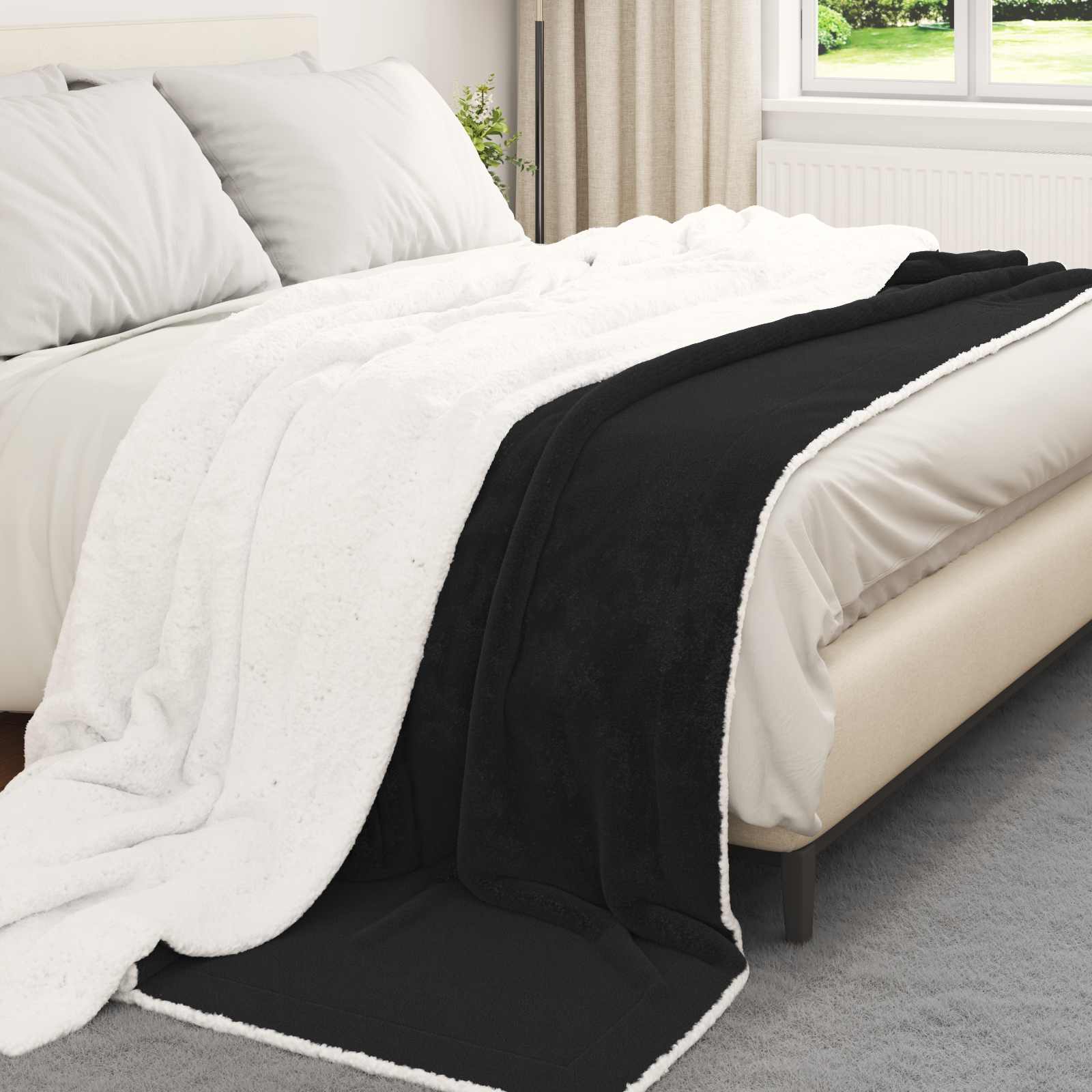 vidaXL Throw Blanket Black 220 x 240 cm 2.67 kg Fleece 3