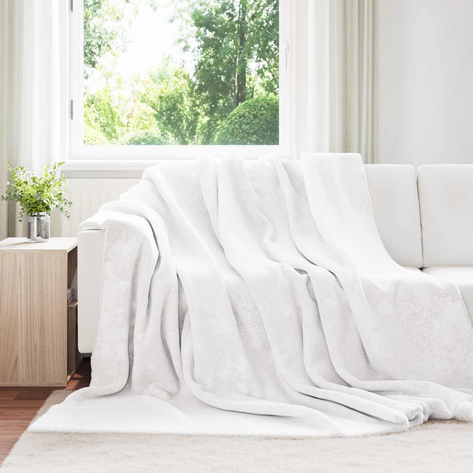 vidaXL Throw Blanket White 220 x 240 cm 2.67 kg Fleece 1
