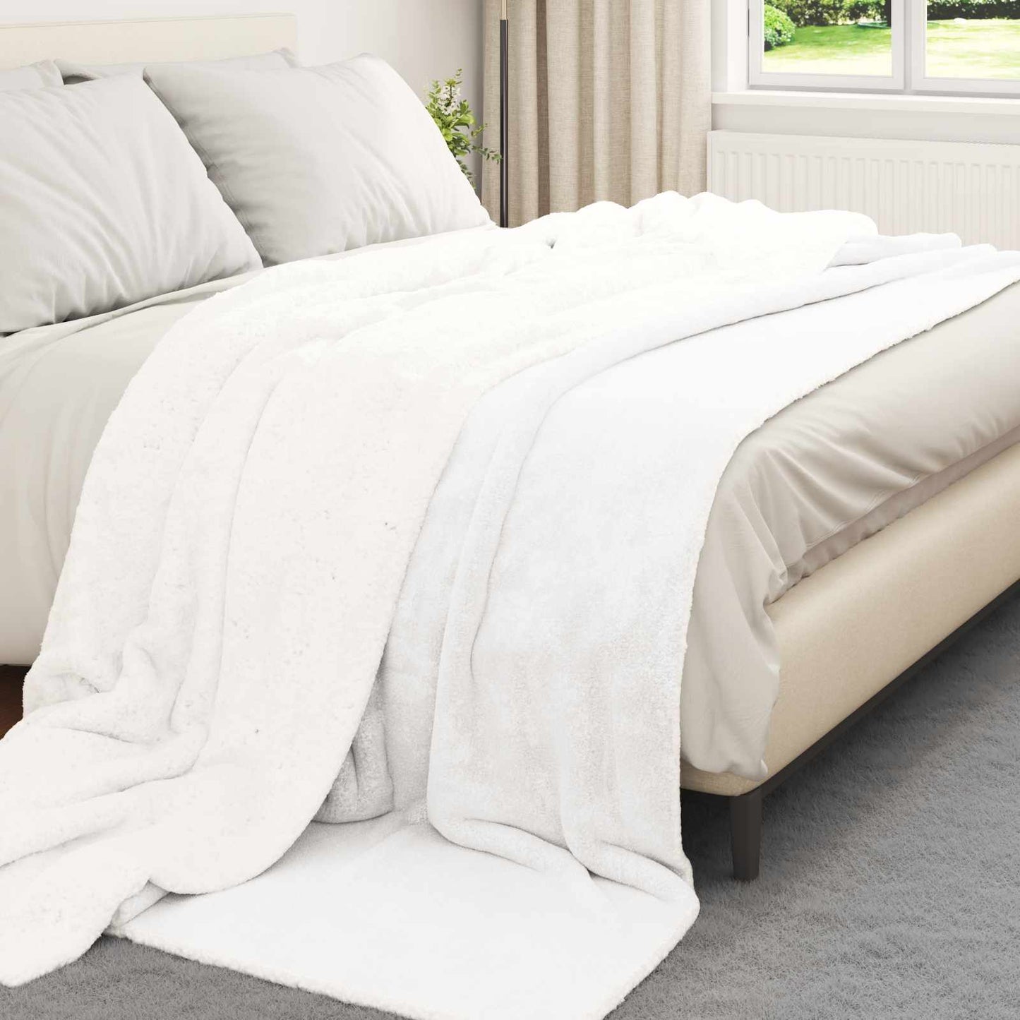 vidaXL Throw Blanket White 240 x 270 cm 3.17 kg Fleece 3